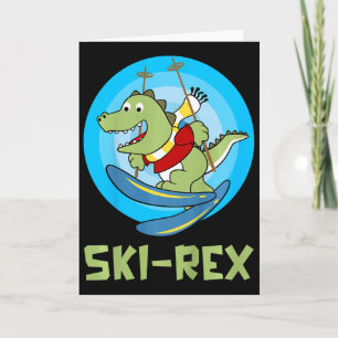 Skiing Kids Ski-rex Funny Dino Toddler Funny  Card