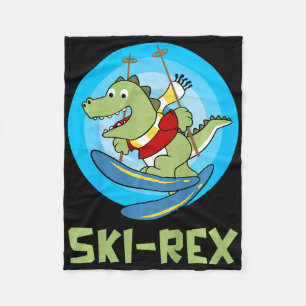 Skiing Kids Ski-rex Funny Dino Toddler Funny  Fleece Blanket