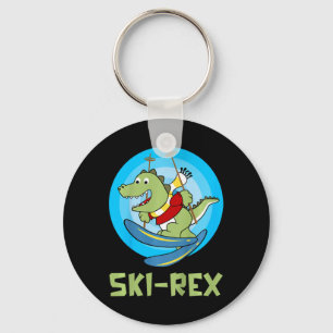 Skiing Kids Ski-rex Funny Dino Toddler Funny  Keychain