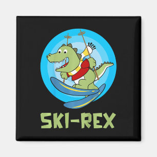 Skiing Kids Ski-rex Funny Dino Toddler Funny  Magnet