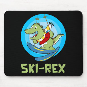 Skiing Kids Ski-rex Funny Dino Toddler Funny  Mouse Pad