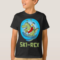 Skiing Kids Ski-rex Funny Dino Toddler Funny 