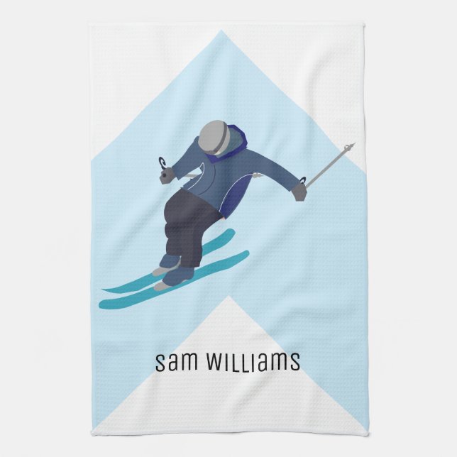 Skiing Kitchen Towel (Vertical)