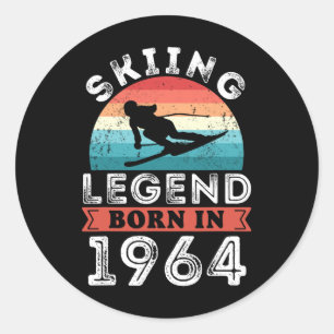 Skiing Legend Girls Born 1964 60th Birthday Gifts  Classic Round Sticker