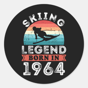 Skiing Legend Girls Born 1964 60th Birthday Gifts  Classic Round Sticker