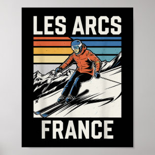 Skiing Les Arcs France, French Mountain Ski Fun T- Poster