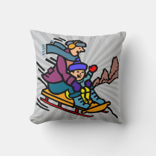 Skiing lovers   ski resort   snow sports throw pillow