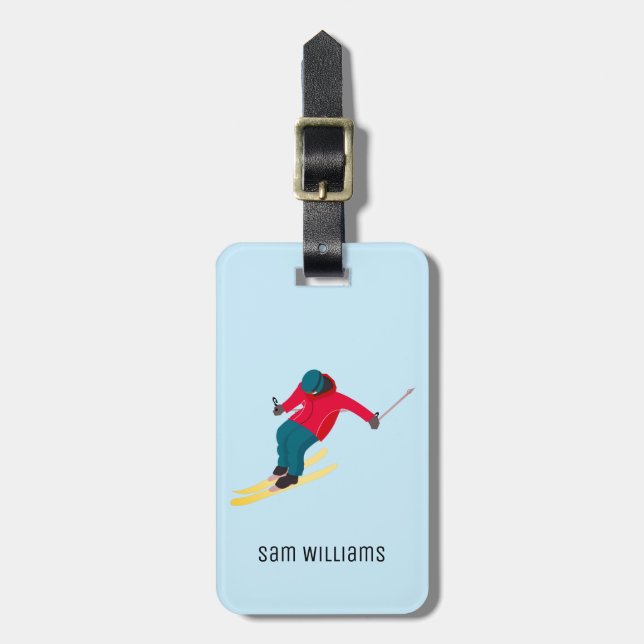 Skiing Luggage Tag (Front Vertical)