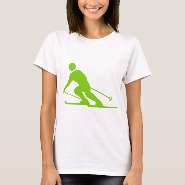 Skiing - Martian Green T-Shirt (Front)
