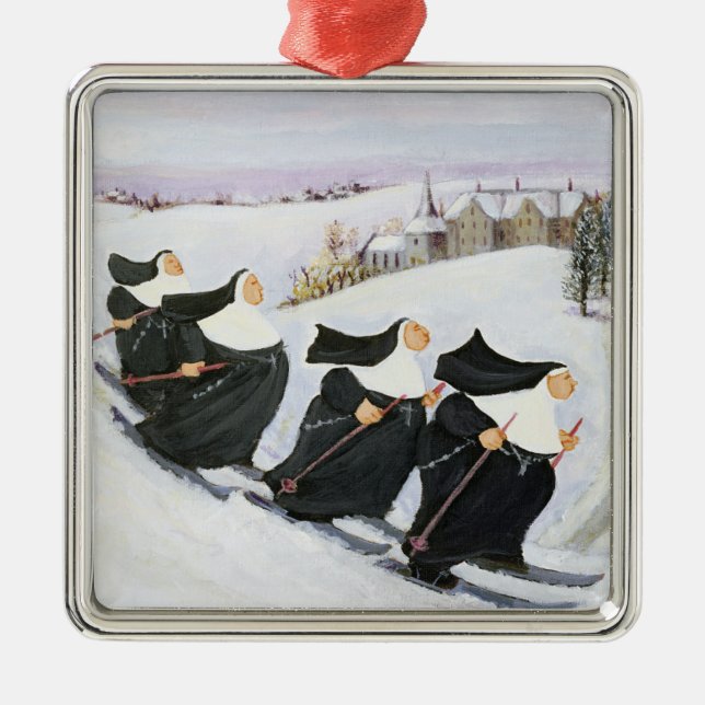 Skiing Metal Ornament (Front)