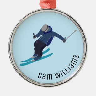 Skiing Metal Ornament