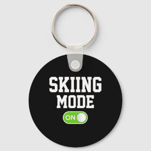 Skiing Mode On Funny Skier Keychain