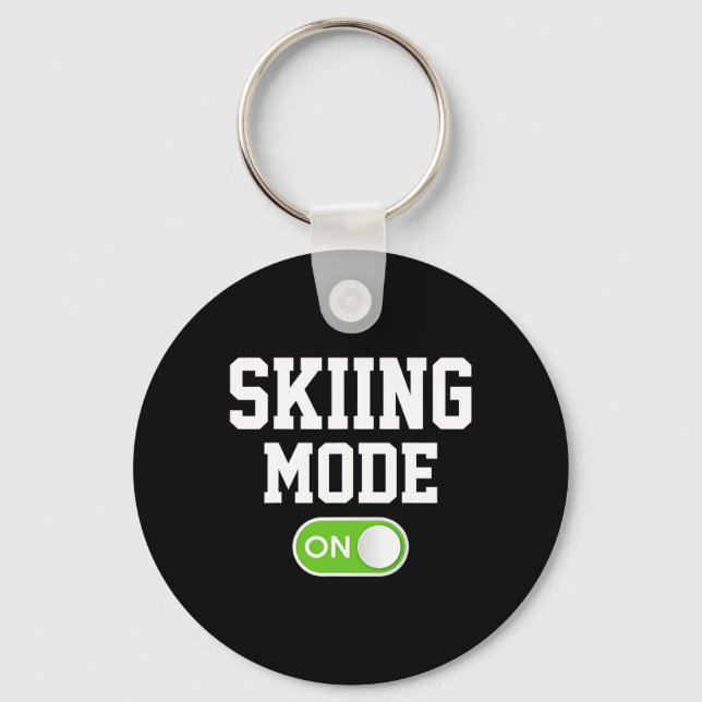 Skiing Mode On Funny Skier  Keychain (Front)