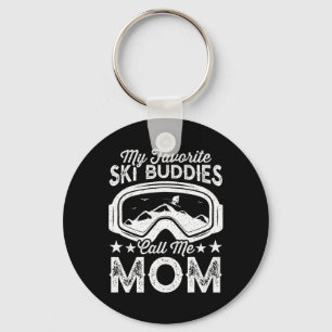 Skiing Mothers My Favourite Ski Buddies Call Me Mo Keychain