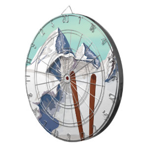 Skiing Mountains Dartboard