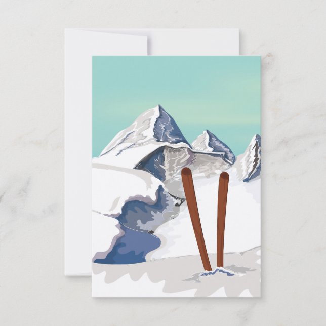 Skiing Mountains Invitation (Front)