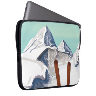 Skiing Mountains Laptop Sleeve