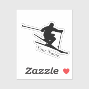 Skiing Name Sticker