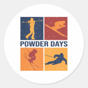Skiing On Powder Days Is Fun - Winter Sport Skilif Classic Round Sticker
