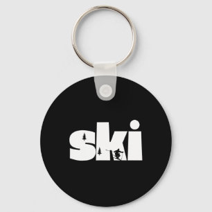 Skiing On Slopes1  Keychain