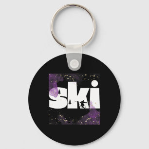 Skiing On Slopes5  Keychain