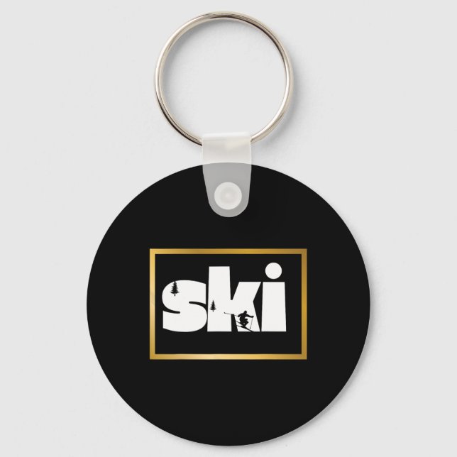 Skiing On Slopes7  Keychain (Front)