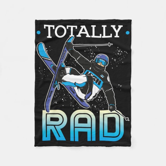 Skiing Outfit Nordic Skier Ski Totally Rad  Fleece Blanket (Front)