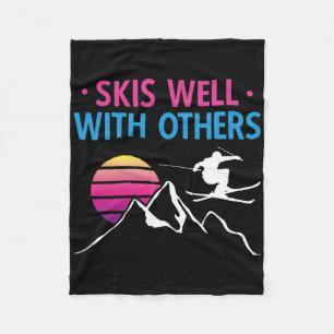Skiing Outfit Nordic Skier Skis Well With Others Fleece Blanket