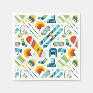 Skiing Paper Napkins, Snowboarding Party Napkin