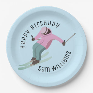 Skiing Paper Plate