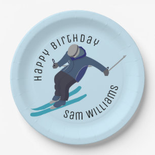 Skiing Paper Plate