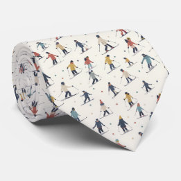 Skiing Pattern - Winter Sports Neck Tie