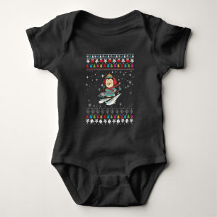 Skiing Penguin Christmas Baby Bodysuit
