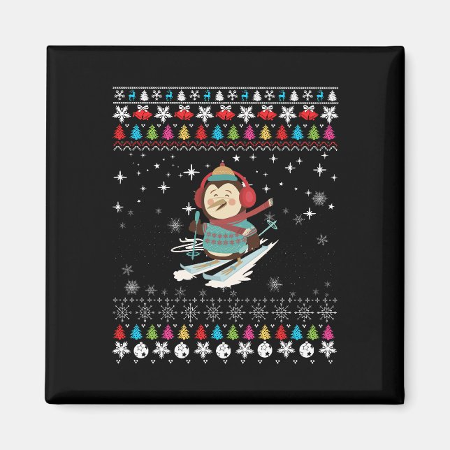 Skiing Penguin Christmas Magnet (Front)