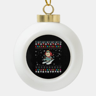 skiing-penguin, christmas-penguin, ugly-christmas, ceramic ball christmas ornament