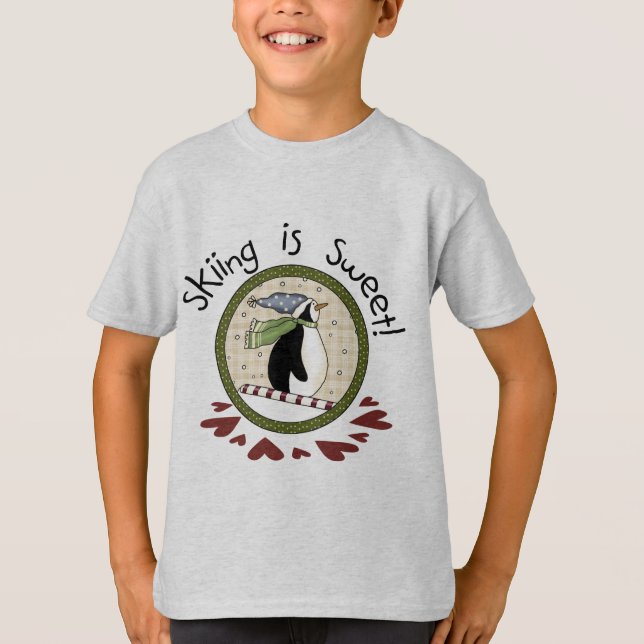Skiing Penguin Holiday T-shirts and Gifts (Front)