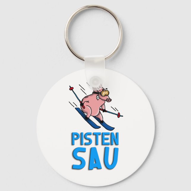 skiing pig keychain (Front)