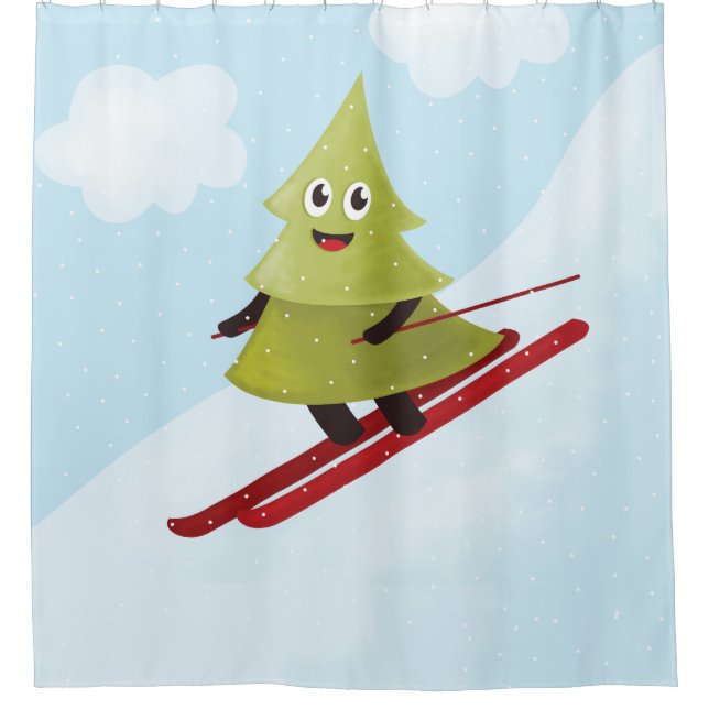 Skiing Pine Tree Cute Snow Sports Winter (Front)