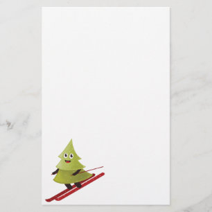 Skiing Pine Tree Cute Snow Sports Winter Stationery