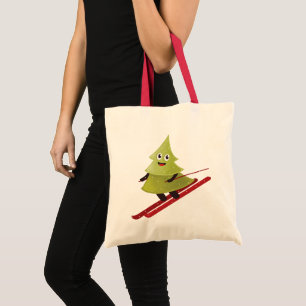 Skiing Pine Tree Cute Snow Sports Winter Tote Bag