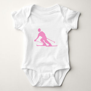 Skiing - Pink Baby Bodysuit