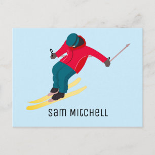Skiing Postcard
