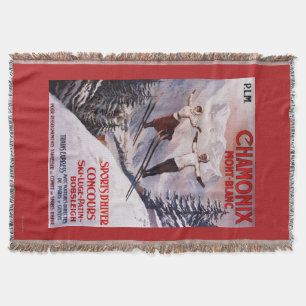 Skiing Promotional Poster Throw Blanket
