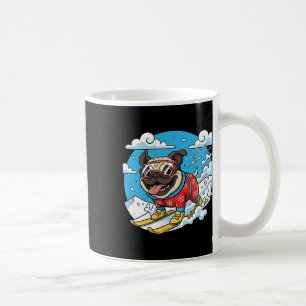 Skiing Pug Dog In Snowy Mountains Winter Vibes  Coffee Mug