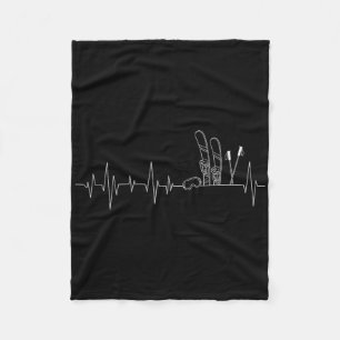 Skiing Pulse Heartbeat - Freestyle Skier Winter Sp Fleece Blanket