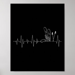 Skiing Pulse Heartbeat - Freestyle Skier Winter Sp Poster