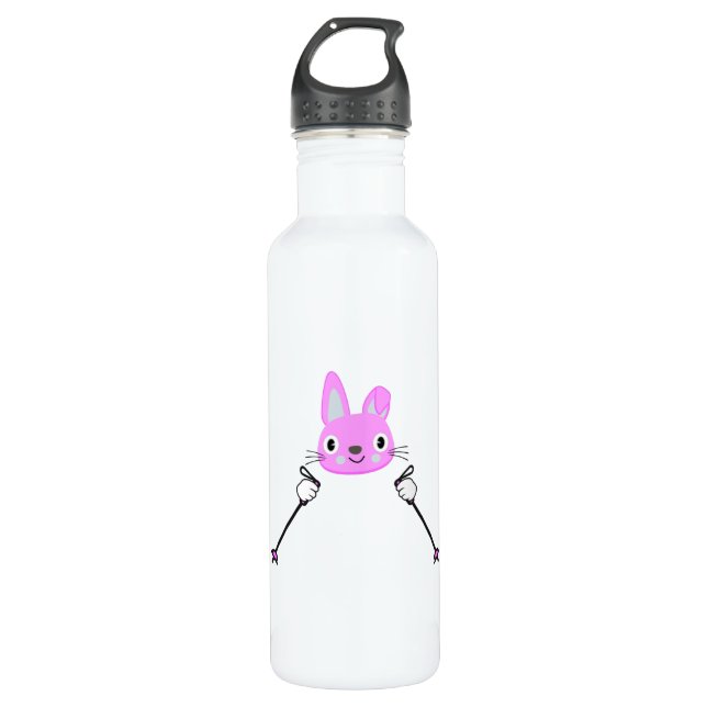 Skiing Rabbit with ski poles 710 Ml Water Bottle (Front)
