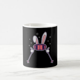 Skiing Rabbit with ski poles and ski goggles Coffee Mug