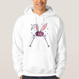 Skiing Rabbit with ski poles and ski goggles Hoodie