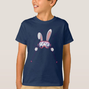 Skiing Rabbit with ski poles and ski goggles T-Shirt